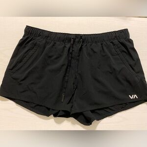 RVCA VA Black Drawstring Running Shorts Size Large Athleisure Classic